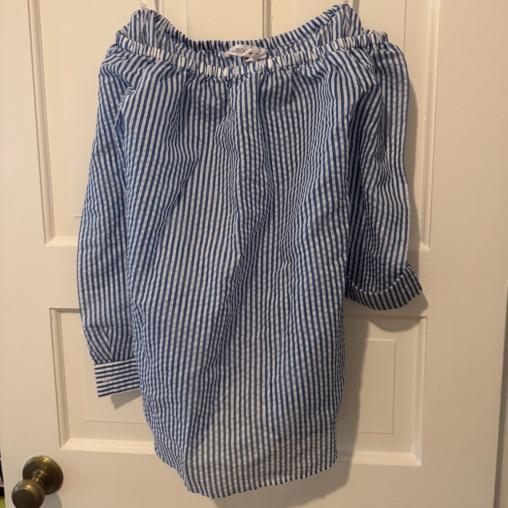 BCBGeneration | Blue Striped Off-Shoulder Top, Size: XS, Worn Once